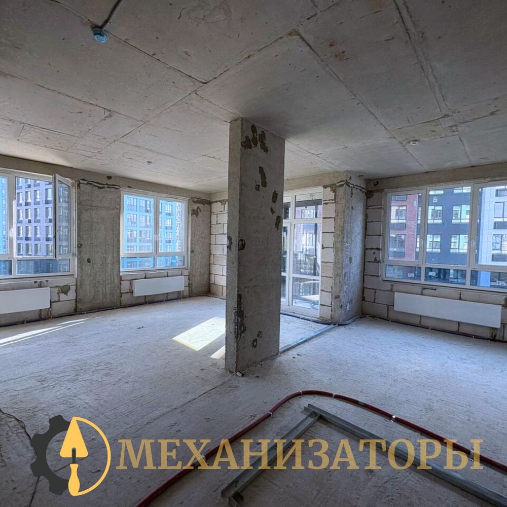 Стяжка пола и перегородки у панорамных окон ЖК Скандинавия